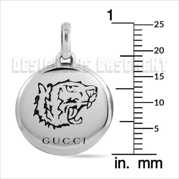 GUCCI Sterling Silver round TIGER Head BLIND FOR LOVE pendant charm New in Box - Picture 7 of 9